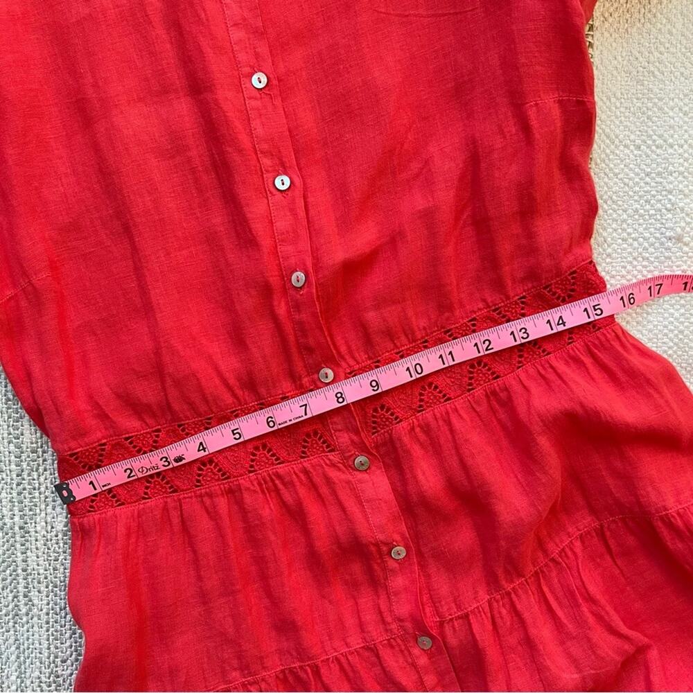 120% Lino Embroidered 100% Linen Shirtdress In Tulip Women’s Size 44 US 8 - Picture 8 of 11